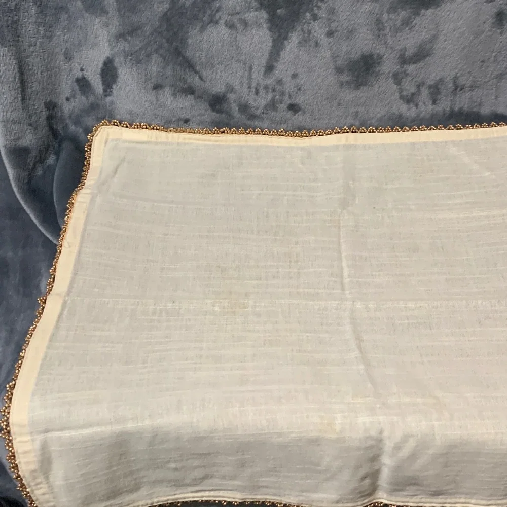 Pier 1 Linen ImportNapkins Set of 8 Cream Gold Beaded Trim Square Traditional